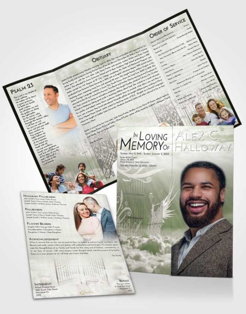 Obituary Funeral Template Gatefold Memorial Brochure Loving Precious Gates to Heaven