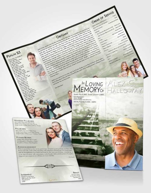 Obituary Funeral Template Gatefold Memorial Brochure Loving Stairway for the Soul