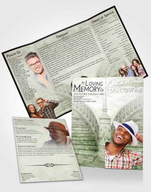 Obituary Funeral Template Gatefold Memorial Brochure Loving Stairway of Love