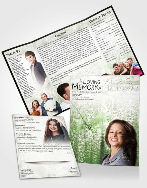 Obituary Funeral Template Gatefold Memorial Brochure Loving Whispering Flowers