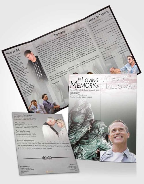 Obituary Funeral Template Gatefold Memorial Brochure Morning Army Grit