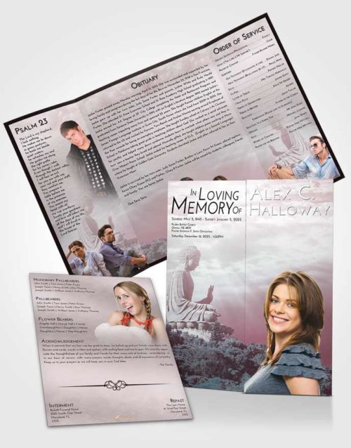 Obituary Funeral Template Gatefold Memorial Brochure Morning Buddha Surprise