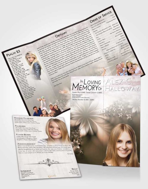 Obituary Funeral Template Gatefold Memorial Brochure Morning Floral Lust