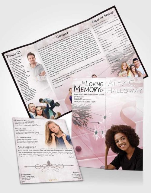 Obituary Funeral Template Gatefold Memorial Brochure Morning Floral Style