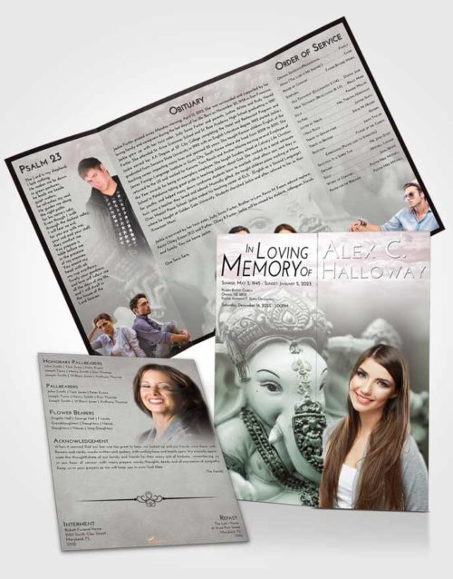 Obituary Funeral Template Gatefold Memorial Brochure Morning Ganesha Desire