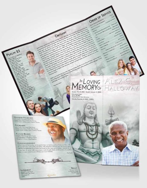 Obituary Funeral Template Gatefold Memorial Brochure Morning Hindu Mystery