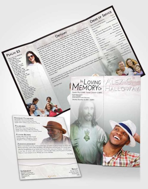 Obituary Funeral Template Gatefold Memorial Brochure Morning Jesus Love