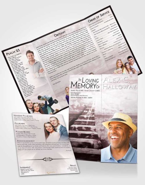 Obituary Funeral Template Gatefold Memorial Brochure Morning Stairway for the Soul