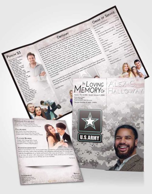 Obituary Funeral Template Gatefold Memorial Brochure Morning United States Army