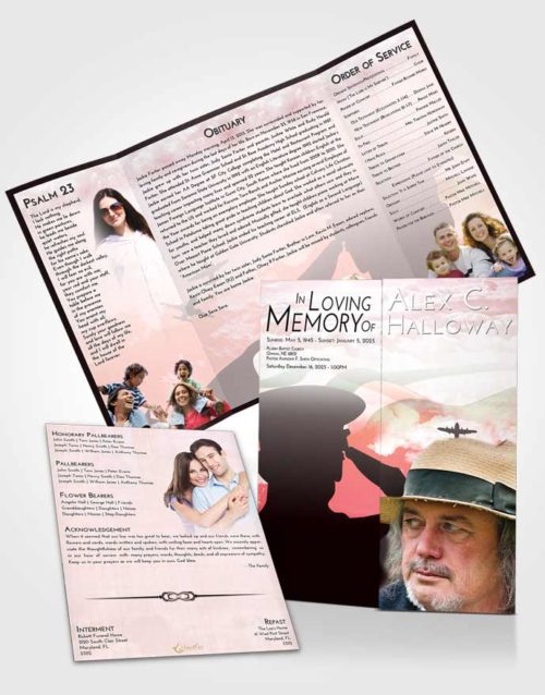 Obituary Funeral Template Gatefold Memorial Brochure Peaceful Veterans Sacrifice