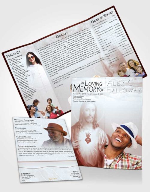Obituary Funeral Template Gatefold Memorial Brochure Ruby Jesus Love