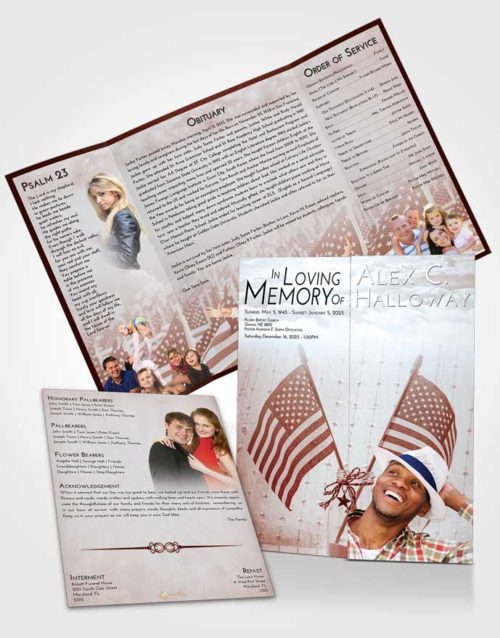 Obituary Funeral Template Gatefold Memorial Brochure Ruby Love American Justice