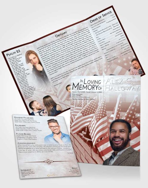 Obituary Funeral Template Gatefold Memorial Brochure Ruby Love American Victory
