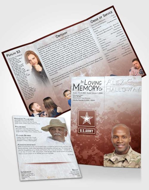 Obituary Funeral Template Gatefold Memorial Brochure Ruby Love Army Duty