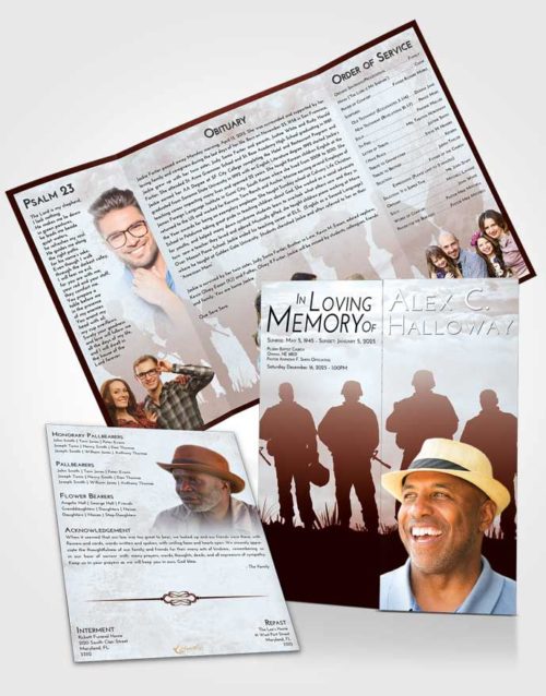 Obituary Funeral Template Gatefold Memorial Brochure Ruby Love Army Faith