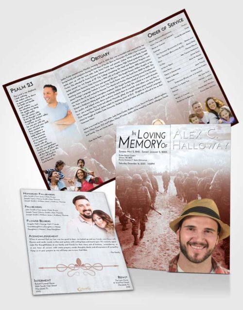 Obituary Funeral Template Gatefold Memorial Brochure Ruby Love Army March