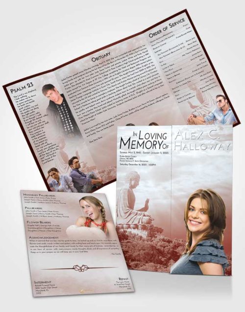 Obituary Funeral Template Gatefold Memorial Brochure Ruby Love Buddha Surprise