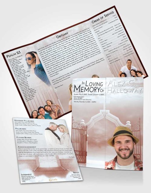 Obituary Funeral Template Gatefold Memorial Brochure Ruby Love Clear Gates For Heaven