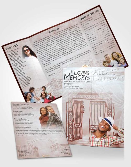 Obituary Funeral Template Gatefold Memorial Brochure Ruby Love Dreamy Gates to Heaven