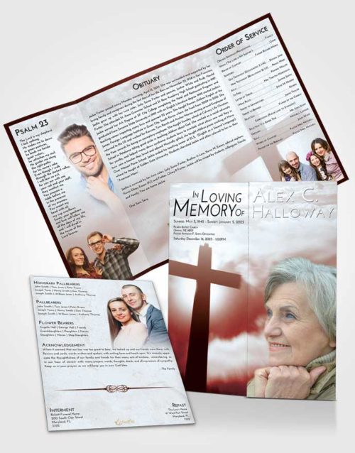 Obituary Funeral Template Gatefold Memorial Brochure Ruby Love Faith in the Cross