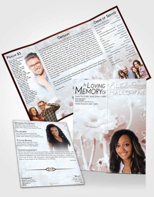 Obituary Funeral Template Gatefold Memorial Brochure Ruby Love Floral Tranquility