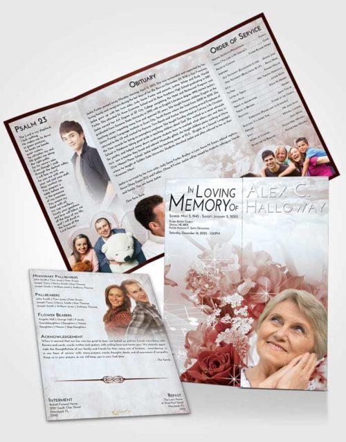 Obituary Funeral Template Gatefold Memorial Brochure Ruby Love Floral Wonderland