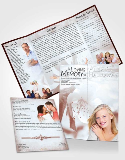 Obituary Funeral Template Gatefold Memorial Brochure Ruby Love Flower of the Plume