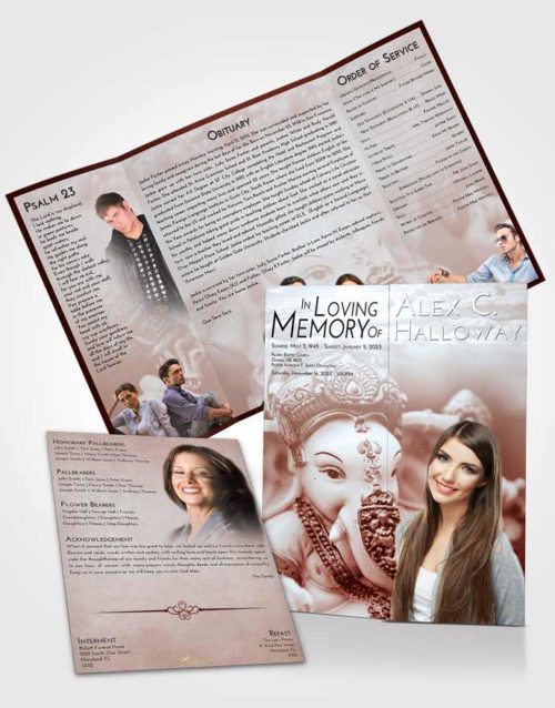 Obituary Funeral Template Gatefold Memorial Brochure Ruby Love Ganesha Desire