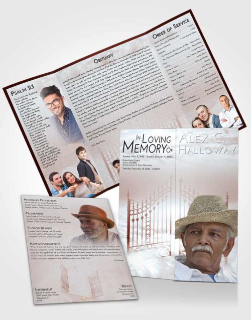 Obituary Funeral Template Gatefold Memorial Brochure Ruby Love Gates to Heaven