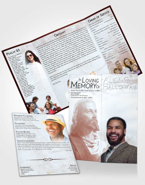 Obituary Funeral Template Gatefold Memorial Brochure Ruby Love Gaze of Jesus