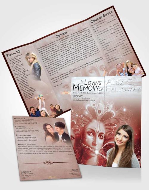 Obituary Funeral Template Gatefold Memorial Brochure Ruby Love Hindu Desire