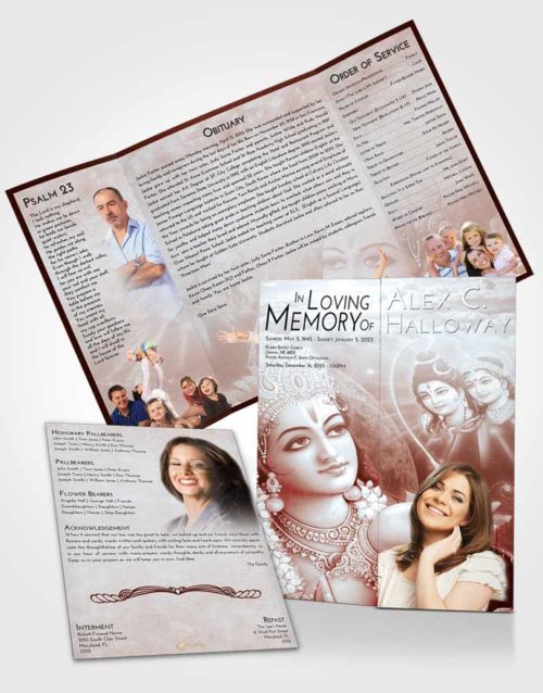 Obituary Funeral Template Gatefold Memorial Brochure Ruby Love Hindu Majesty
