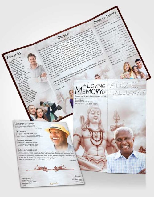 Obituary Funeral Template Gatefold Memorial Brochure Ruby Love Hindu Mystery