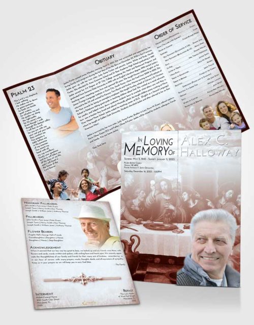 Obituary Funeral Template Gatefold Memorial Brochure Ruby Love Jesus Last Supper