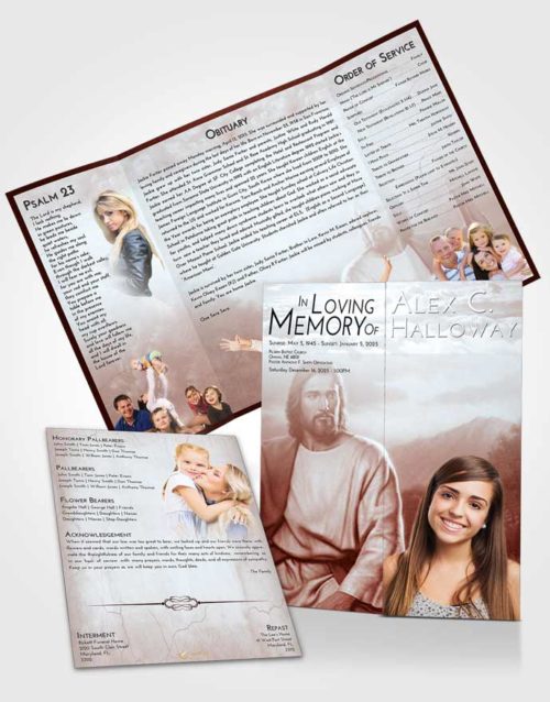 Obituary Funeral Template Gatefold Memorial Brochure Ruby Love Jesus Prayers