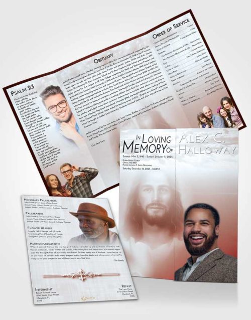 Obituary Funeral Template Gatefold Memorial Brochure Ruby Love Jesus in Heaven