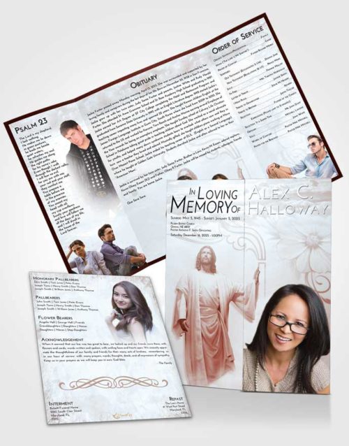 Obituary Funeral Template Gatefold Memorial Brochure Ruby Love Jesus in the Clouds