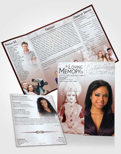 Obituary Funeral Template Gatefold Memorial Brochure Ruby Love Lakshmi Desire
