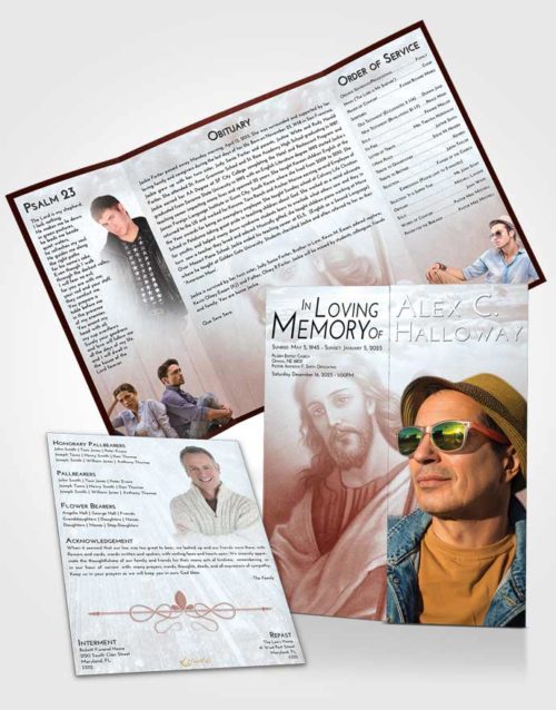 Obituary Funeral Template Gatefold Memorial Brochure Ruby Love Life of Jesus