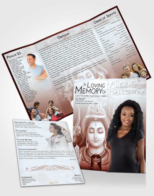 Obituary Funeral Template Gatefold Memorial Brochure Ruby Love Lord Shiva Dignity