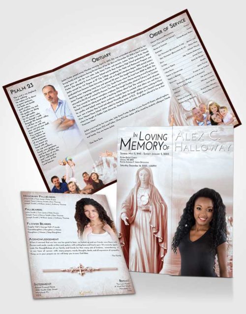 Obituary Funeral Template Gatefold Memorial Brochure Ruby Love Mary Full of Grace