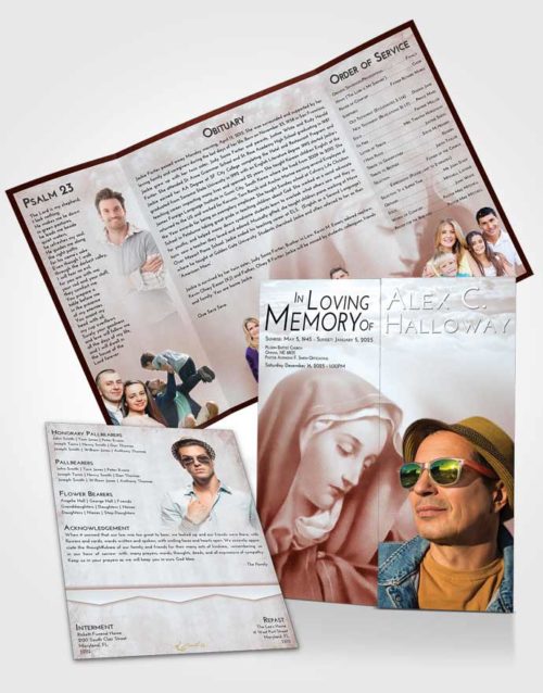 Obituary Funeral Template Gatefold Memorial Brochure Ruby Love Mary Mother in Heaven