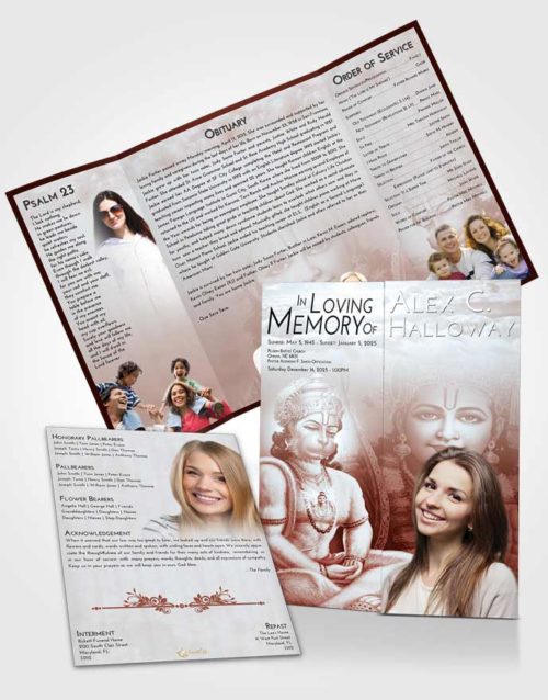 Obituary Funeral Template Gatefold Memorial Brochure Ruby Love Ram Bhakth Hanuman