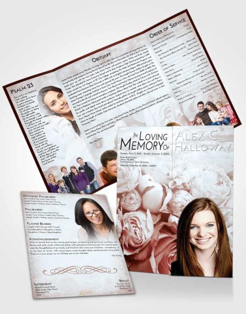 Obituary Funeral Template Gatefold Memorial Brochure Ruby Love Rose Magic
