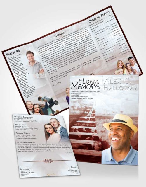 Obituary Funeral Template Gatefold Memorial Brochure Ruby Love Stairway for the Soul