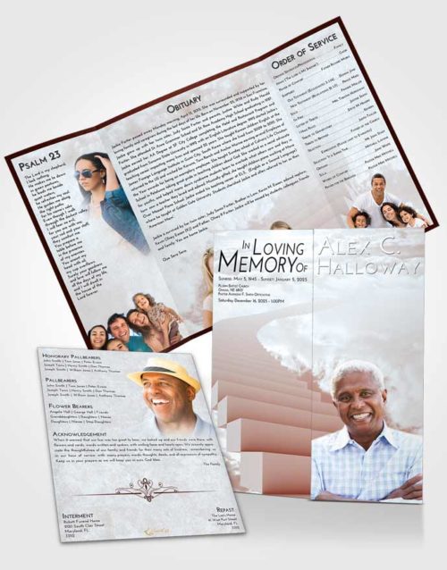 Obituary Funeral Template Gatefold Memorial Brochure Ruby Love Stairway to Divinity