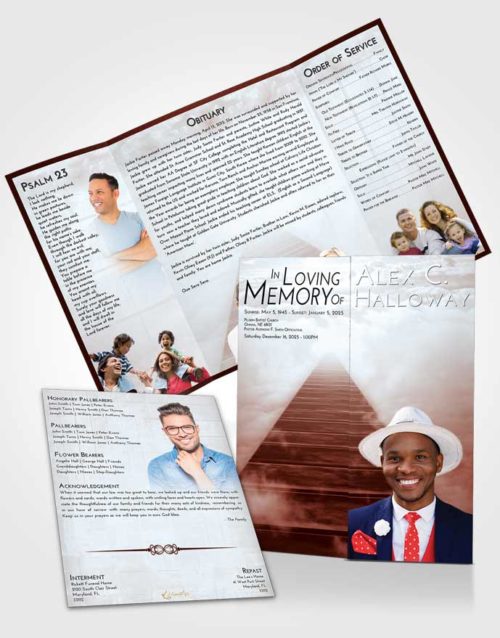 Obituary Funeral Template Gatefold Memorial Brochure Ruby Love Stairway to Eternity