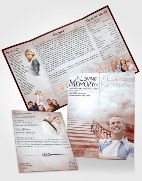 Obituary Funeral Template Gatefold Memorial Brochure Ruby Love Stairway to Freedom