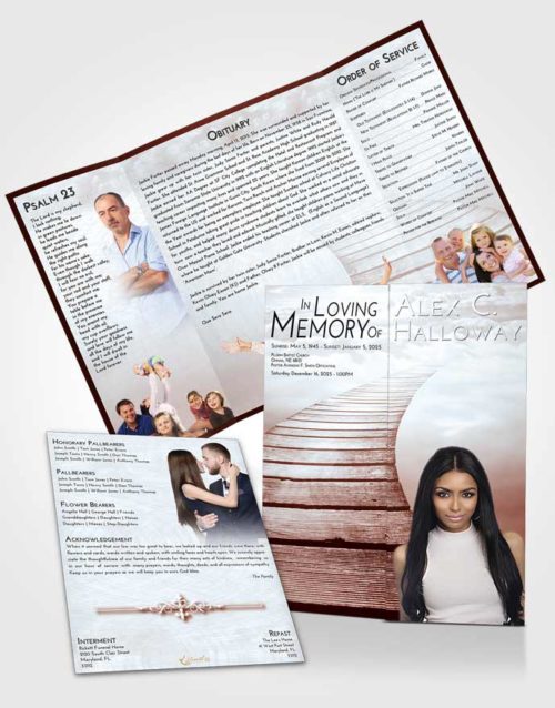 Obituary Funeral Template Gatefold Memorial Brochure Ruby Love Stairway to Life