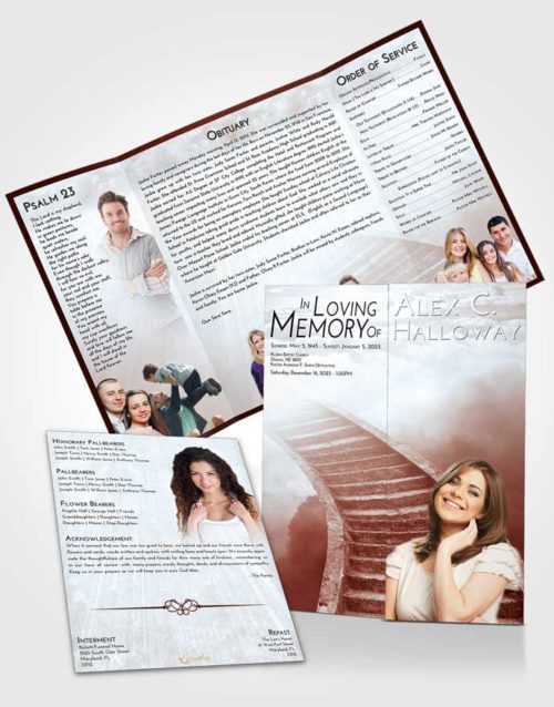 Obituary Funeral Template Gatefold Memorial Brochure Ruby Love Stairway to Magnificence